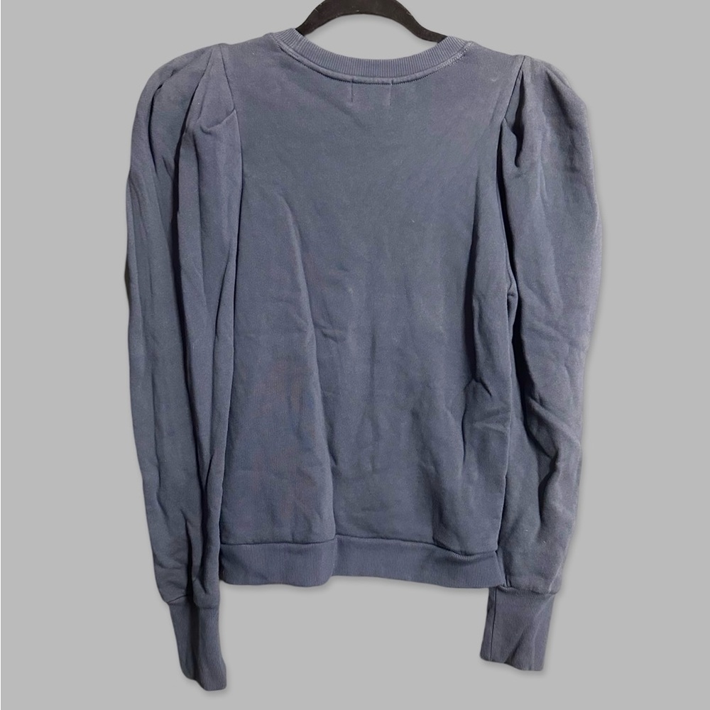 Nation LTD Nikka Pleat Shoulder Puff Sleeve Sweatshirt Coastal Navy Blue Sz S - Picture 5 of 7